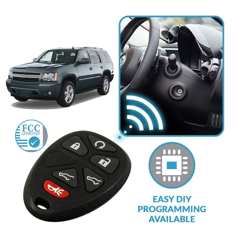 Keyless2Go Replacement for Keyless Entry Car Key Vehicles That Use 6 Button 15913427 OUC60270 Remote, Self-Programming - 2 Pack - LeoForward Australia