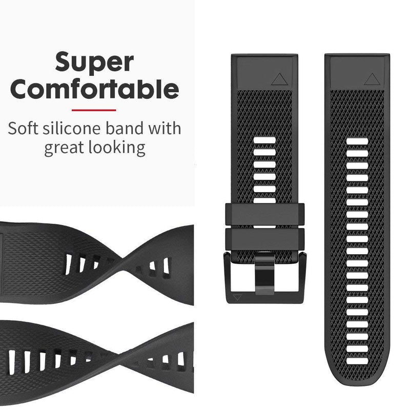 Notocity Compatible Fenix 5 Band 22mm Width Soft Silicone Watch Strap for Fenix 5/Fenix 5 Plus/Fenix 6/Fenix 6 Pro/Forerunner 935/Forerunner 945/Approach S60/Quatix 5(Black) Black - LeoForward Australia