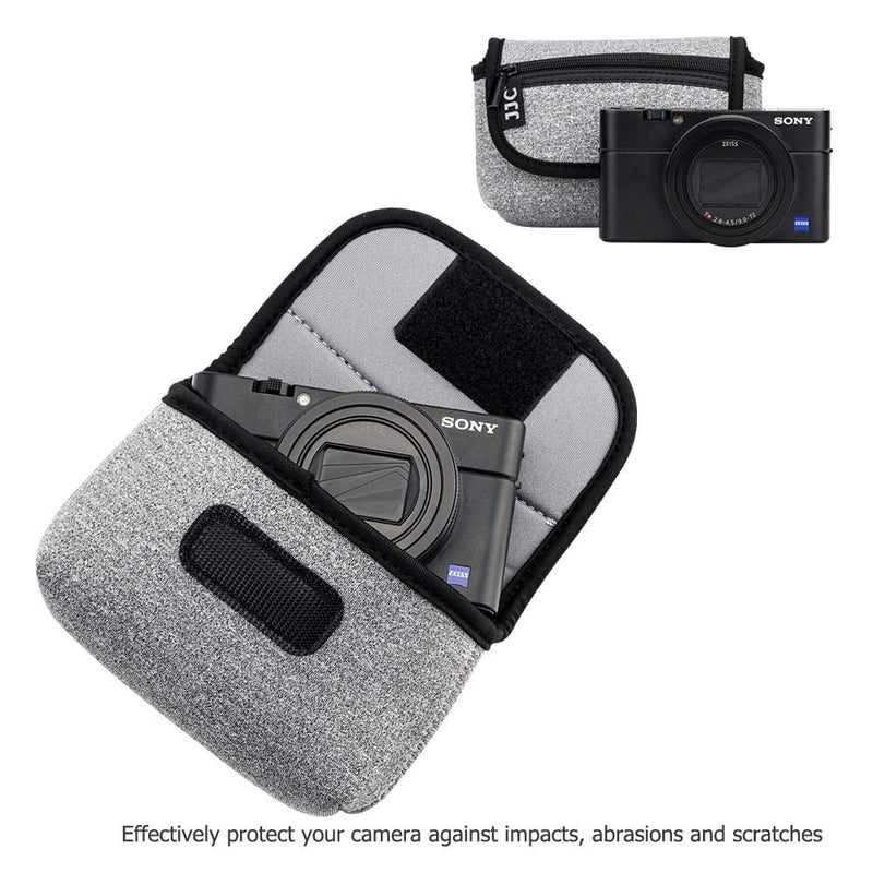  [AUSTRALIA] - JJC Neoprene Compact Digital Camera Case Travel Pouch for Sony ZV-1 RX100M7 RX100M6 RX100M5 RX100M4 RX100M3 RX100M2 RX100 for Nikon Coolpix AW130 AW120 W150 W300 A10 A100 A300 A900 for Ricoh GR III II Grey