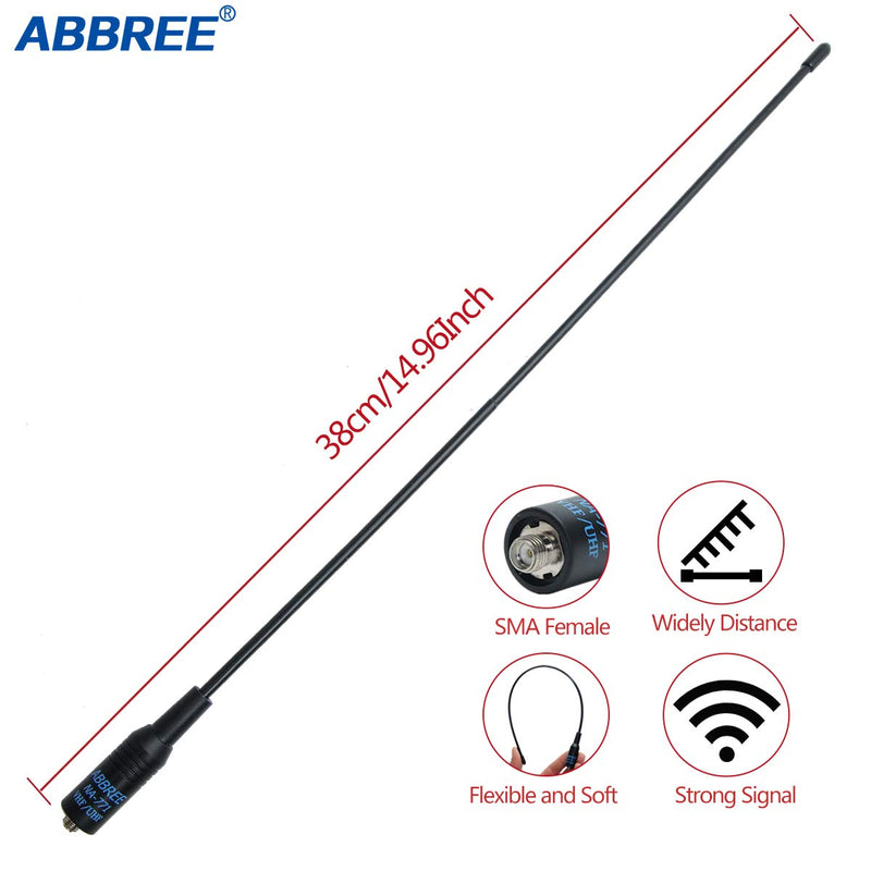 ABBREE NA-771 14.96Inch SMA-Female Dual Band VHF/UHF High Gain Soft Whip Antenna for Baofeng UV-5R BF-F8HP BF-888S Kenwood TYT Two Way Radio Handheld Antenna NA-771 14.96“ VHF/UHF - LeoForward Australia