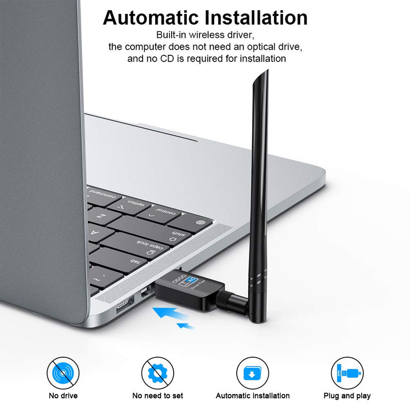  [AUSTRALIA] - QGOO WiFi Adapter ac600Mbps，Wireless USB Adapter 2.4GHz/5GHz Dual Band 802.11 ac Network LAN Card for Desktop Laptop PC Support Windows 11/10/8.1/8/7/XP/Vista/Mac OS10.9-10.15 (Without Drive) Grey