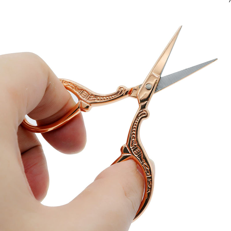  [AUSTRALIA] - SIXQJZML 1 Pack Antique Vintage Style Scissors Cutter Cutting Embroidery Cross Stitch Sewing Tool - Rose Gold Small Scissors For Office Kids Pack Bulk (MINI 3.6" x 1.77")