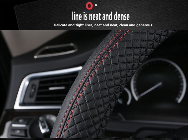  [AUSTRALIA] - Leather Automotive Car Steering Wheel Cover,Fits 15 inches Middle Size for Vehicles SUV,Breathable and Non-Slip Lines,Four Seasons Universal and Easy to Install (Classic Black) classic Black