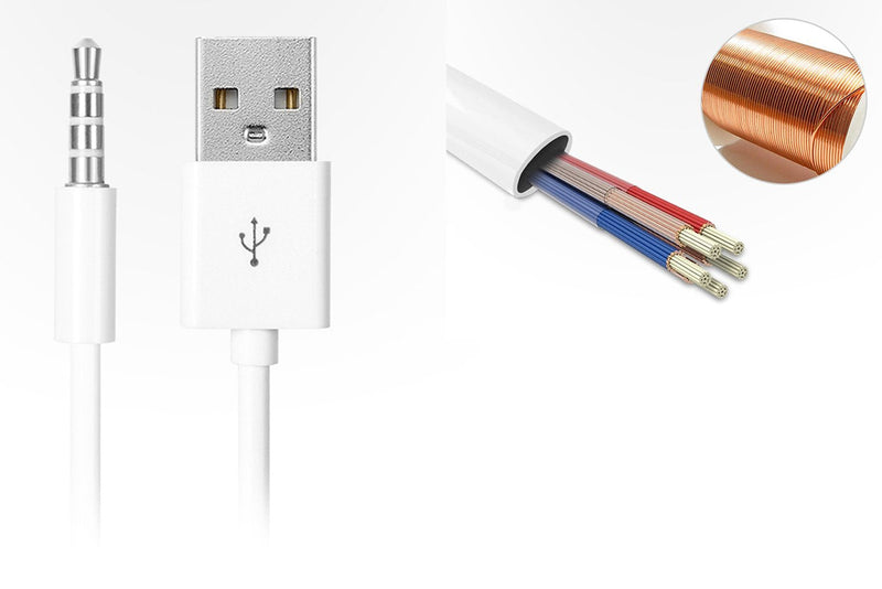  [AUSTRALIA] - iPod Shuffle Cable, iAbler 2 Pack 3.5mm Jack/Plug to USB USB Power Charger Sync Data Transfer Cable for iPod Shuffle 3rd 4th 5th MP3/MP4