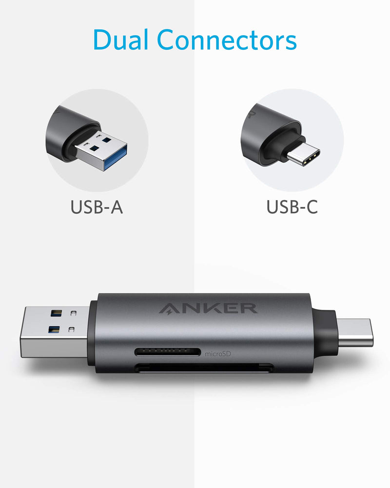 Anker USB-C and USB 3.0 SD Card Reader, PowerExpand+ 2-in-1 Memory Card Reader with Dual Connectors, for SDXC, SDHC, SD, MMC, RS-MMC, Micro SDXC, Micro SD, Micro SDHC Card, and UHS-I Cards - LeoForward Australia