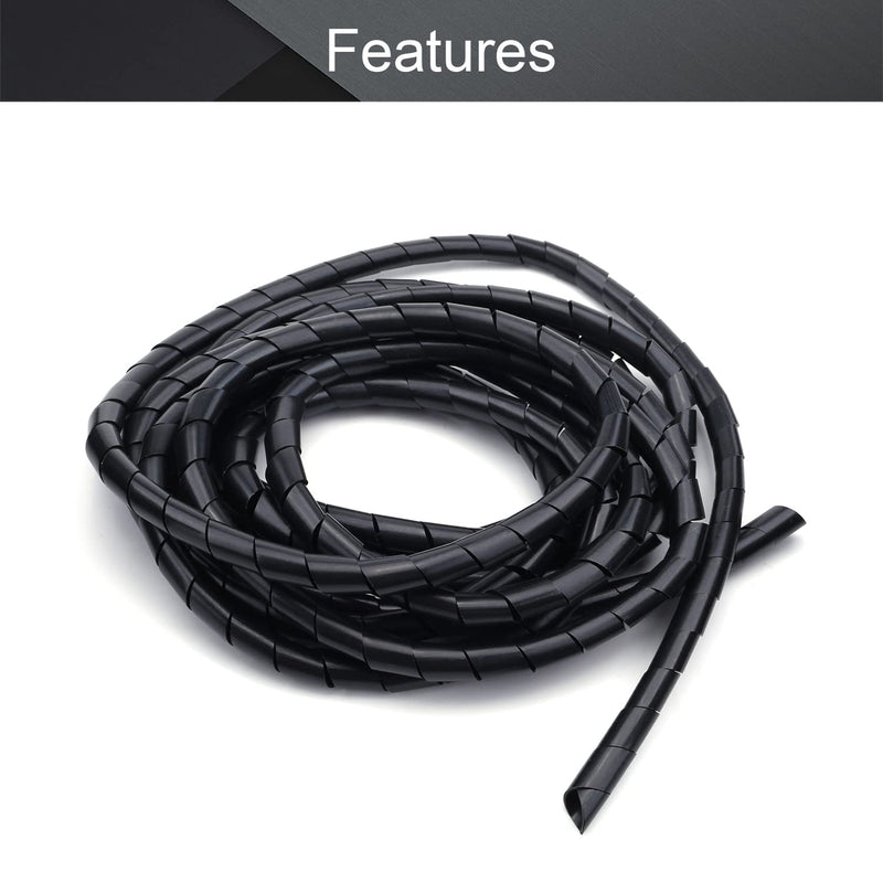  [AUSTRALIA] - Othmro Spiral Cable Wrap Spiral Wire Wrap Cord for Computer Electrical Wire Organizer Sleeve(Dia 14MM-Length 4.5M Black)