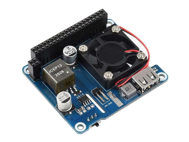  [AUSTRALIA] - waveshare PoE HAT for Raspberry Pi 4 B/3 B+,Power Over Ethernet HAT (C) with Fan,Support IEEE 802.3af Network,5V 4A USB,12V 2A 2P Header Power Outputs
