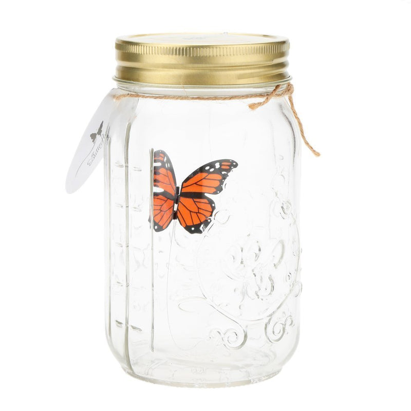 Herebuy8 Romantic Butterfly Collection- Animated Butterfly in a Jar with LED Lamp (Orange) Orange - LeoForward Australia