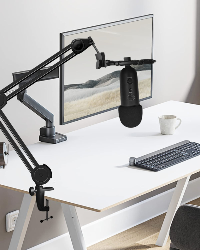 [AUSTRALIA] - Boseen Shock Mount Compatible With Blue Yeti, Blue Yeti Pro and Blue Snowball Microphones, Eliminates Noises and Vibration Black/Champagne