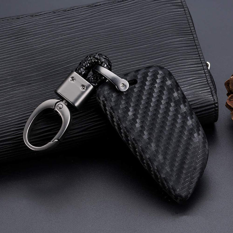  [AUSTRALIA] - Royalfox(TM) Soft Silicone Carbon Fiber Style Smart keyless Remote Key Fob case Cover for BMW 1 2 5 7 M Series,BMW X1 X3 X4 X5 X6 X7 Keychain (for BMW New Key) For bmw new key