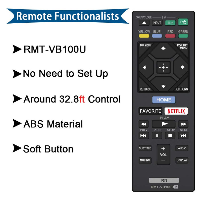 New RMT-VB100U RMT-VB201U Blu-Ray Player Remote Compatible with Sony Player BDP-BX150 BDP-BX350 BDP-BX550 BDP-BX650 BDP-S1500 BDP-S2500 BDP-S2900 BDP-S3500 BDP-S4500 BDP-S5500 BDP-S6500 BDP-S3700 - LeoForward Australia