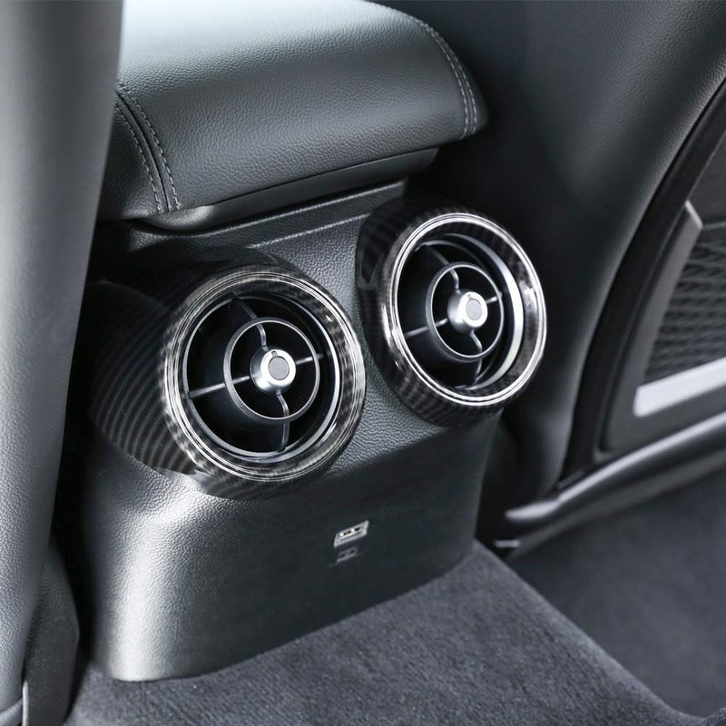 YUECHI Carbon Fiber Style ABS Plastic for Alfa Romeo Giulia 2017-2018 Car Rear Row Air Conditioning Vent Cover Frame Trim Accessories - LeoForward Australia