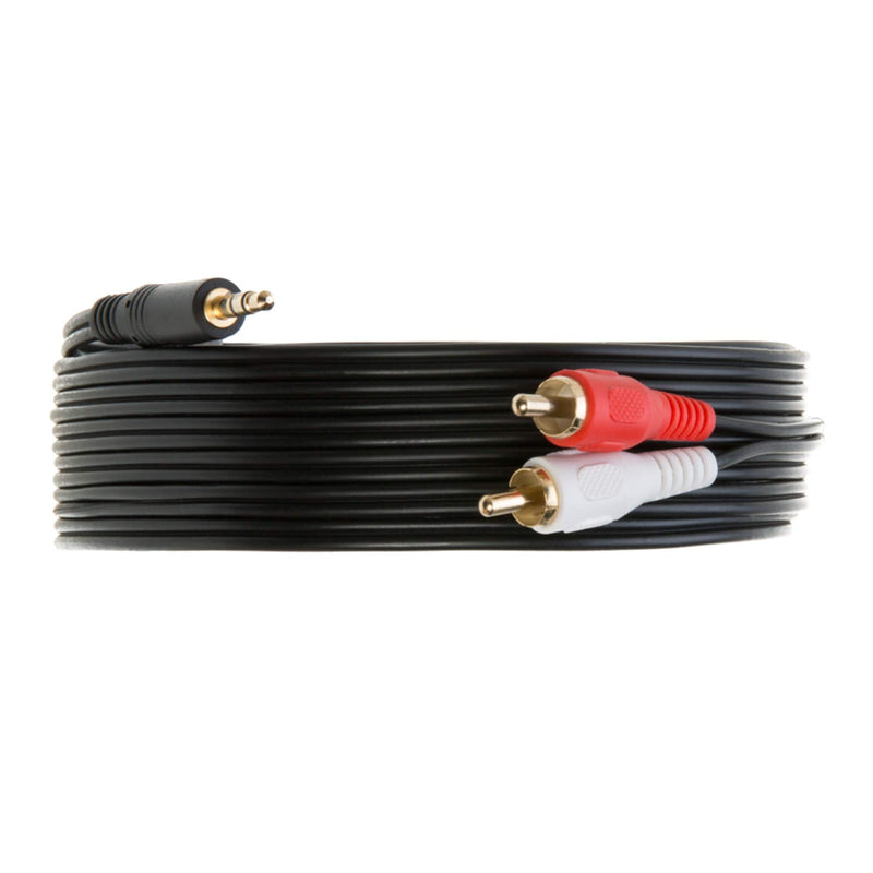 3.5mm Male Audio to 2 RCA Stereo Cable 6ft, 10ft, 12ft, 15ft, 25FT (10FT) - LeoForward Australia