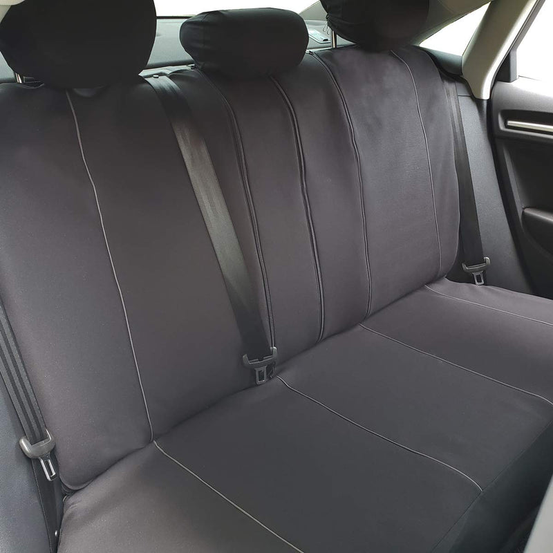  [AUSTRALIA] - seakomoto Polyester Car Seat Covers, Full Set Full Coverage 5 Detachable Headrest & Split Rear, Universal Auto Seat Protector Low Back Fit Most Car Truck SUV (Gray)
