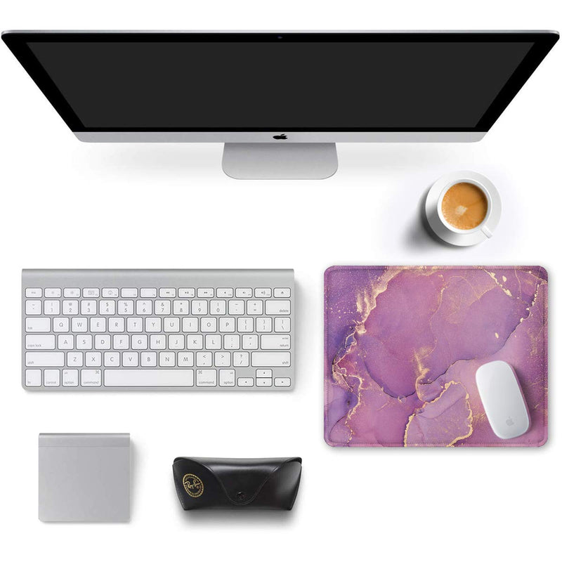  [AUSTRALIA] - Auhoahsil Mouse Pad, Square Marble Design Anti-Slip Rubber Mousepad with Durable Stitched Edges for Office Gaming Laptop Computer PC Men Women, Cute Customized Pattern, 11.8 x 9.8 Inch, Purple Marble Elegant Purple Marble