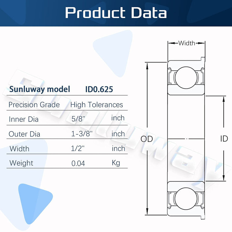  [AUSTRALIA] - 10 Pack Flanged Ball Bearings 5/8" x 1-3/8" x 1/2", Pre Lubricated, for Lawn Mower, Wheelbarrows, Carts & Hand Trucks Wheel Hub, Replacement for JD AM118315, AM35443, Stens 215-038, 215-061 Etc ID 5/8" x OD 1-3/8"