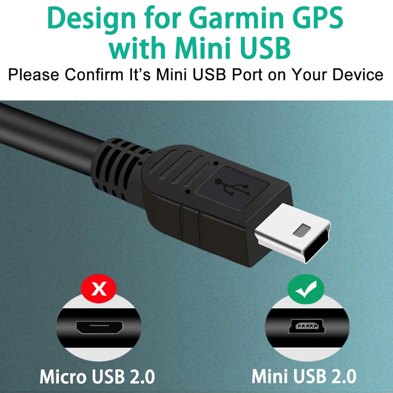  [AUSTRALIA] - 2-Pack 6FT USB Charger Power Cord for Garmin GPS Navigator Nuvi 57 52lm 55lmt 57lm 67lm 2557lmt 2589lmt 2599lmthd 2639lmt 2689lmt 40lm 255w 200 57LM C255 2539LMT 2597LMT Dashcam Gpsmap Charging Cable