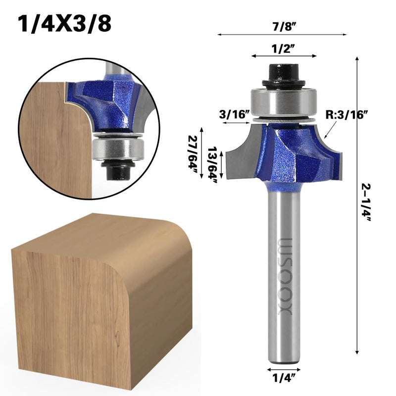  [AUSTRALIA] - WSOOX 4 piece rounding cutter standard cutter set for wood with 6mm shank, cutter for router set