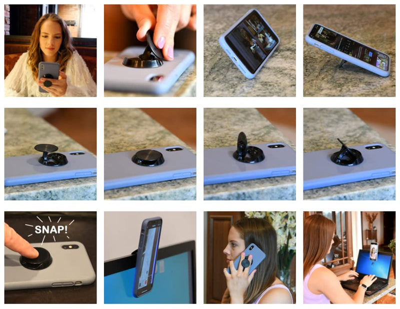  [AUSTRALIA] - Phone-Gizmos ZGrip – The Ergonomic Phone Grip with Full Features and Grip in Black, with Art Top in Black