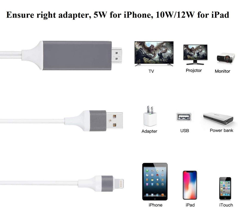 [AUSTRALIA] - [Apple MFi Certified] Lightning to HDMI Adapter Cable, Compatible with iPhone iPad to HDMI Adapter Cable, 1080P Digital AV Adapter HDTV Cable for iPhone/iPad to TV Projector Monitor - 6.6ft, White