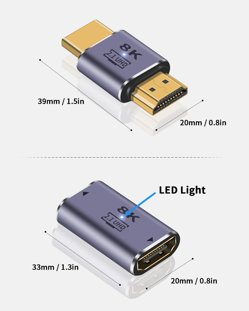  [AUSTRALIA] - Duttek 8K HDMI2.1 Adapter, 48Gbps UHD HDMI Male to Male Adapter and HDMI Female to Femlae Coupler Adapter Connector Supports 8K@60Hz Video for DVD,TV, Monitors (2 Pack) Male to Male and Female to Female