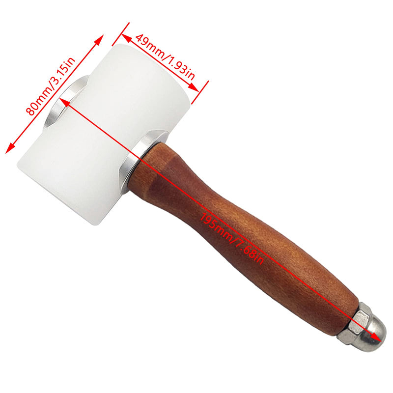  [AUSTRALIA] - Leather Carving Hammer Mallet Wood Handle Nylon Hammer Mallet for Leathercraft Leather Carving DIY Leathercraft Mallet, Nylon T Head Wood Handle 7.4 Inch