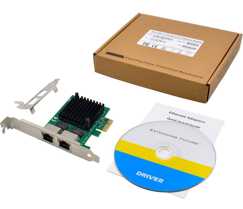  [AUSTRALIA] - Dual PCIe 3.1 2.5GBase-T Network Adapter with Intel I225-V 2500/1000/100Mbps PCI Express Gigabit Ethernet NIC Card RJ45 LAN Controller for Windows 10/11 with Low Profile Bracket