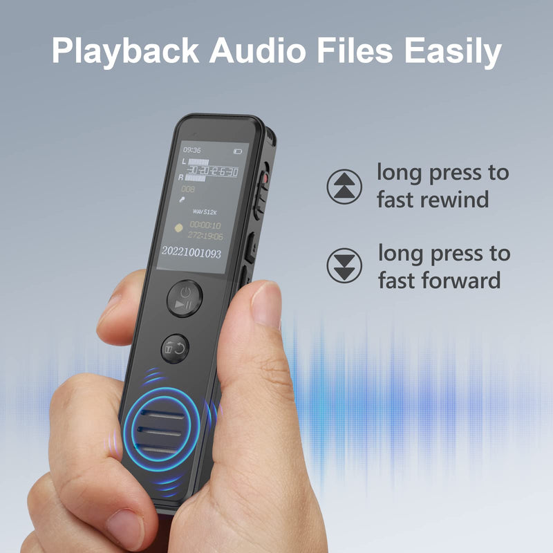  [AUSTRALIA] - 64GB Voice Recorder with Playback, 1536kbps Audio Recorder with Automatic Noise Reduction, USB-C Data Interface, and Password Protection, Koutonnly Tape Recorder for Lectures, Meetings, and More