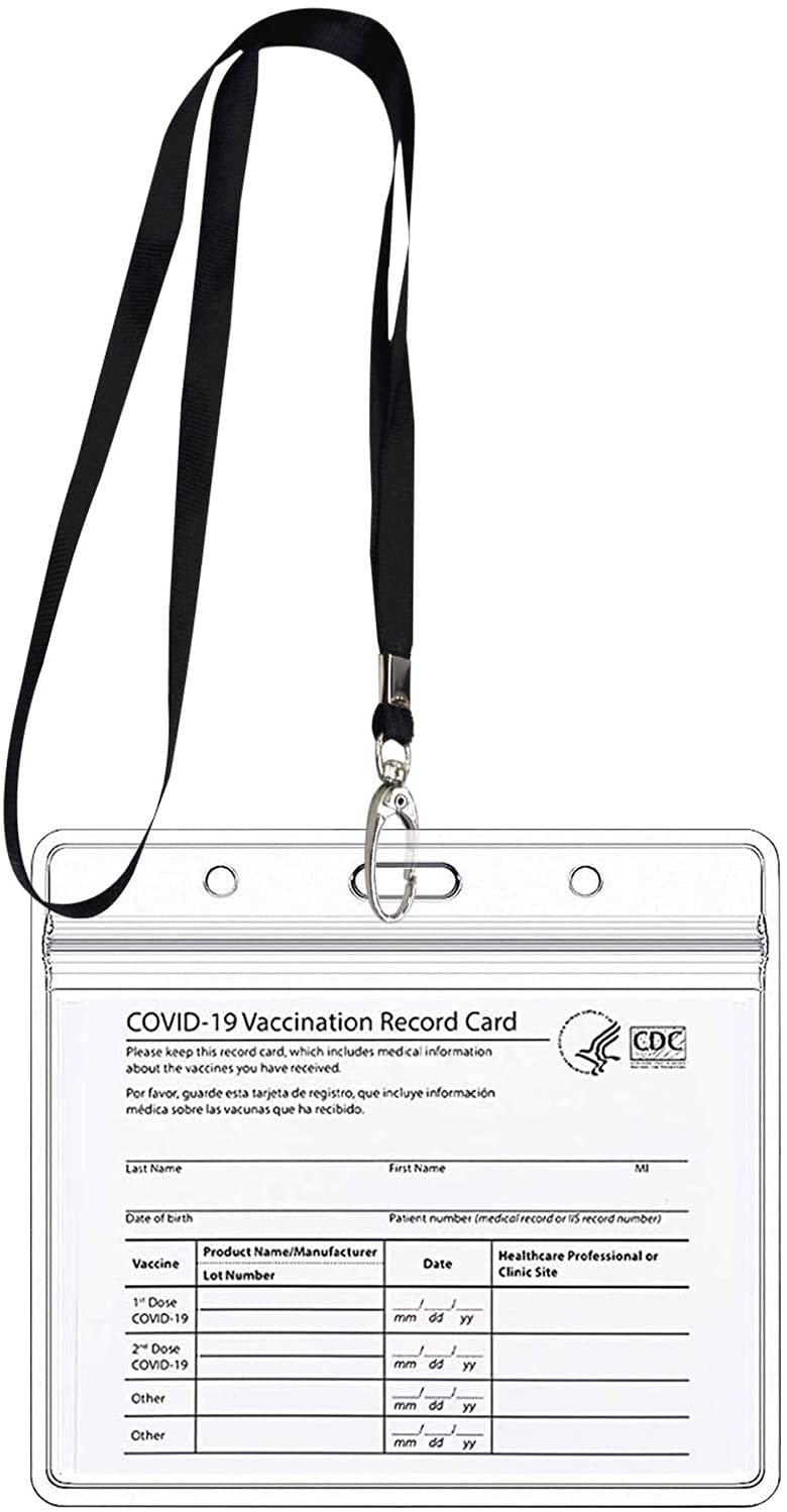  [AUSTRALIA] - 5 Pack Vaccination Card Protector 4.4×3.7 with 5 Lanyards, Badge Holder for Vaccine Card, Vaccination Card Protector Plastic Card Sleeves 5 Card Protectors With 5 Lanyards