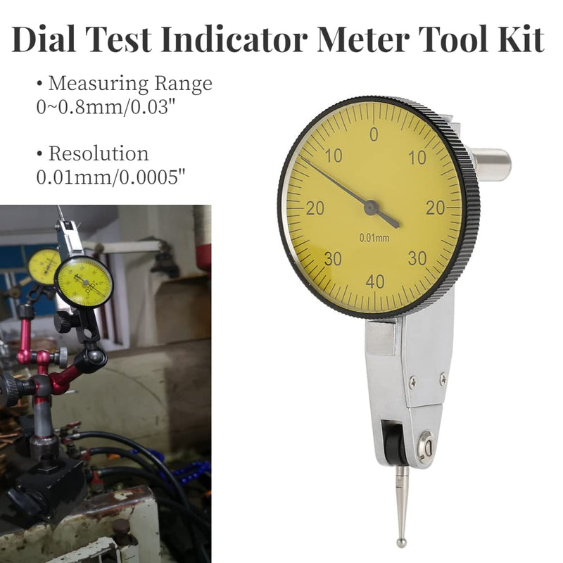  [AUSTRALIA] - Dial Indicator Accuracy 0.01mm Lever Dial Indicator Dial Gauge Tool Kit Gage with Gray Case