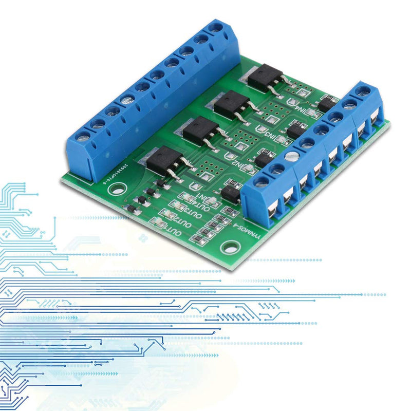  [AUSTRALIA] - 4-Channel MOS FET PWM PLC Amplifier Circuit Board Driver Module 3-20V to 3.7-27VDC 10A Driver Module for High Power Equipments