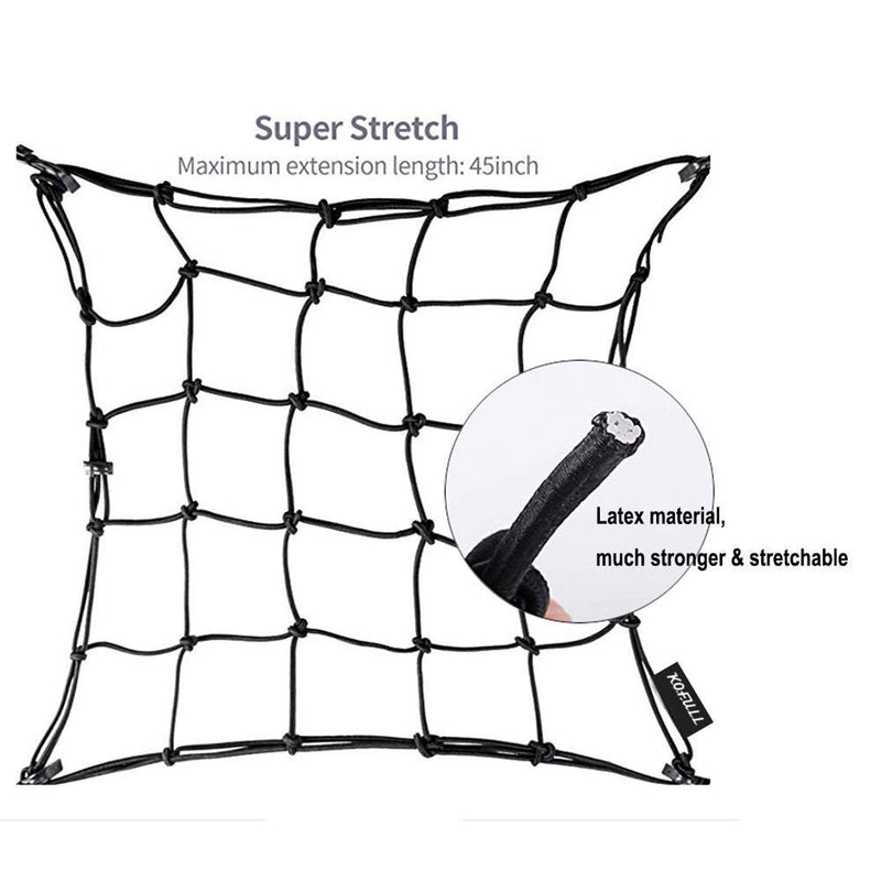  [AUSTRALIA] - KOFULL Cargo net, Stretches to 46" x 46" Strong Stretch Heavy-Duty for Moving, Camping, and Trucks- Free 1pcs Luggage Fixed Strap Rope(35x47,20" x 20",12x12) 20" x 20"