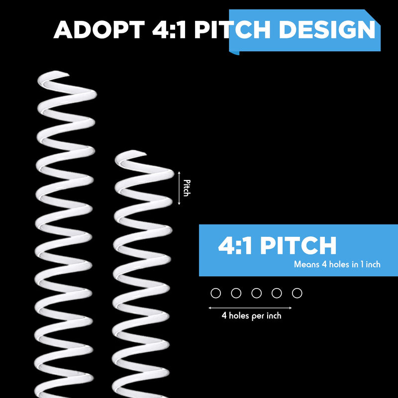  [AUSTRALIA] - 30 Packs 8 mm/ 5/16 Inches Spiral Binding Coil White Coil Bindings Spines 4:1 Pitch 54 Sheet Capacity Plastic Binder Combs Spines for Book, Notebook, Business Proposals, Reports, Menus