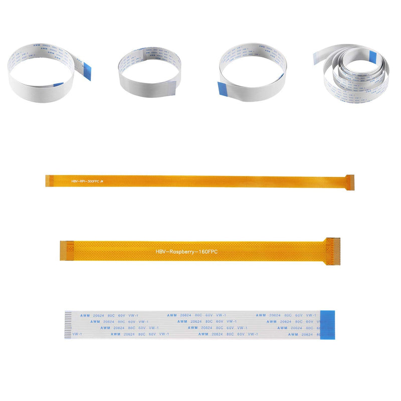  [AUSTRALIA] - Aokin for Raspberry Pi Camera Cable, Ribbon Flex Extension Cable Set (7 Pcs), 5.90/11.81/19.68/39.37/78.74in White Cable for Pi A/B/B+, 2, 3 3B+, 4; 6.30/11.81in Golden Cable for Pi Zero/Zero w