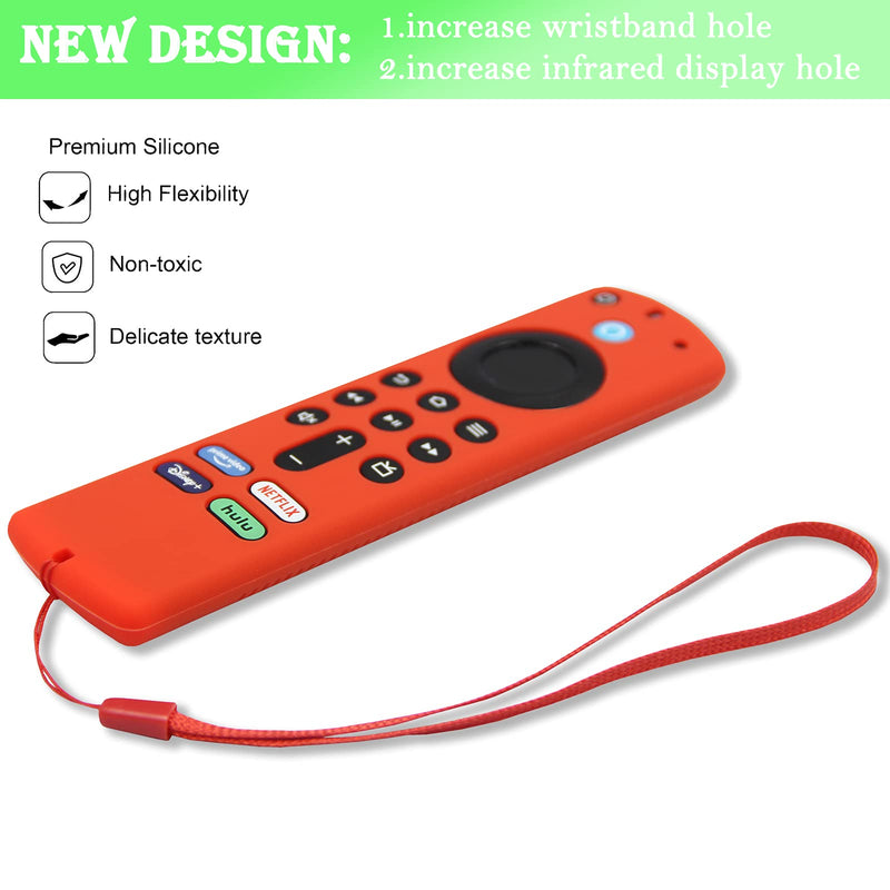  [AUSTRALIA] - [2 Pack] Pinowu Fire Remote Cover Compatible with TV Stick (3rd Gen) Voice Remote, Anti Slip Silicone Protective Case Cover with Lanyard for Firetv Stick (2021) (Red & Blue) Red & Blue