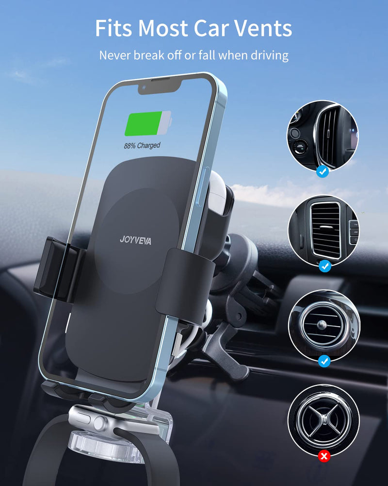  [AUSTRALIA] - 3 in 1 Wireless Car Charger for iPhone/Apple Watch/AirPods, Auto-Clamping Car Charging Mount, Car Phone Holder Charger for iPhone14/13/12/11/X/8, Apple Watch 8/7/6/5/4/3/2/SE, AirPods Pro 2/Pro/3/2