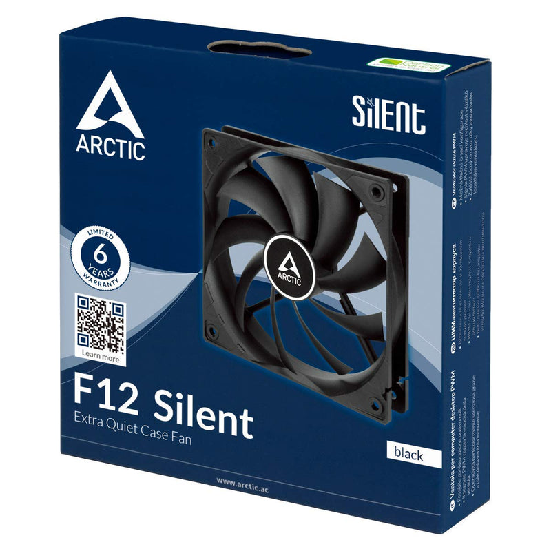  [AUSTRALIA] - ARCTIC F12 Silent - 120 mm Case Fan, Very Quiet Motor, Computer, Almost inaudible, Push- or Pull Configuration, Fan Speed: 800 RPM - Black
