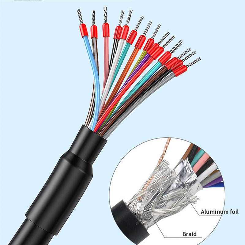  [AUSTRALIA] - Jienk 6.56Ft 24AWG HD15 Male RS232 15Pin Serial Extension Cable, DB15 3Row 15-Pin Gold Plated Connector with Bare Wire End Cable VGA Male