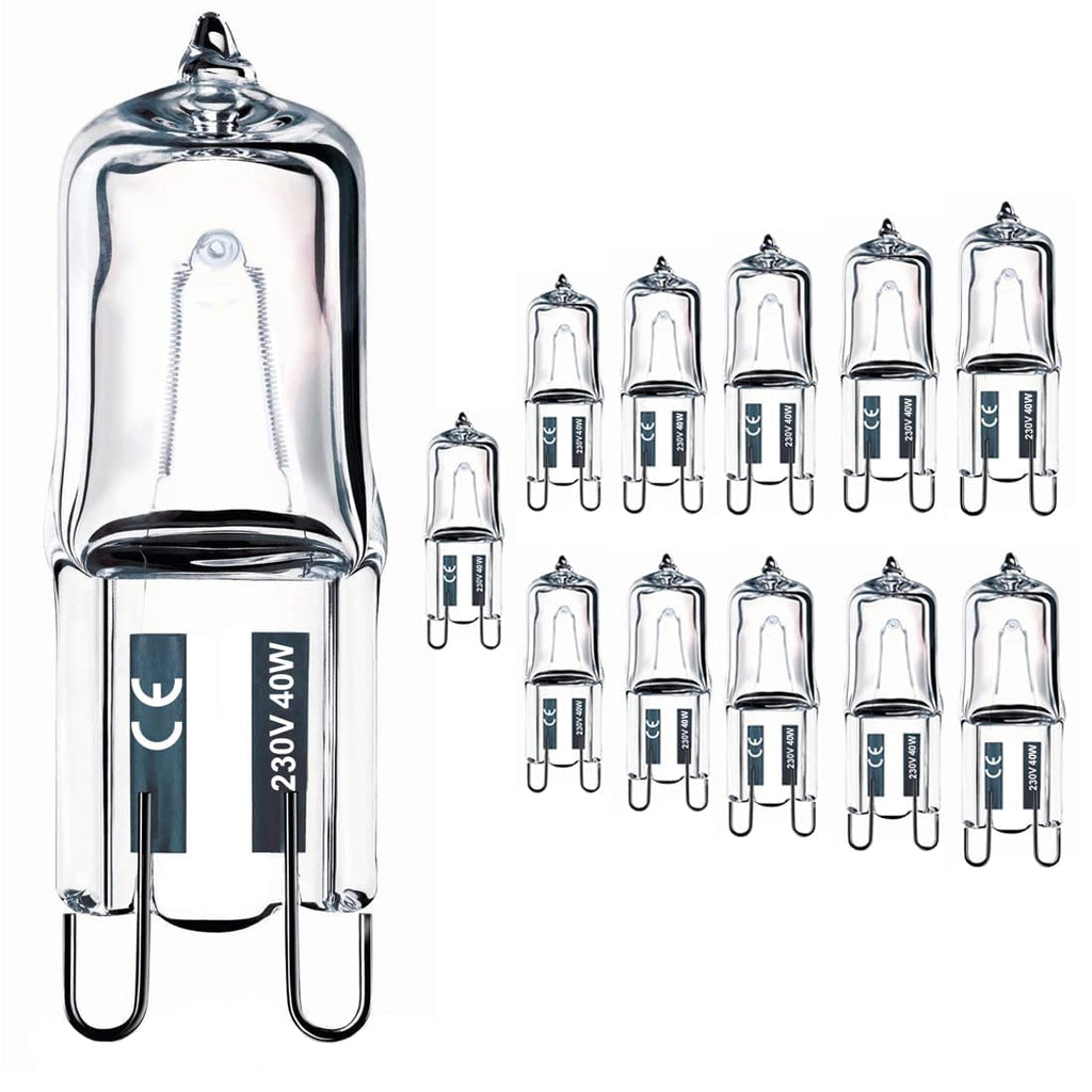  [AUSTRALIA] - Vinaco light bulb G9 40 watt, pack of 12 halogen G9 230V 40W long lifespan, bulb G9 dimmable warm white 2800K, pin base lamp G9 40W halogen for chandeliers, cabinet lighting 40W - pack of 12