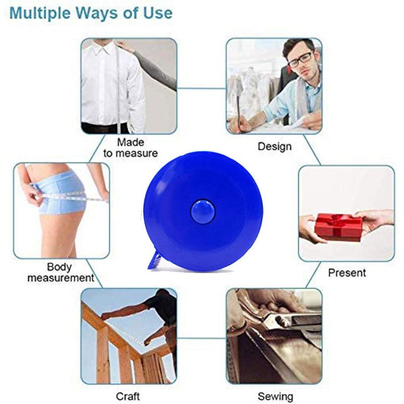  [AUSTRALIA] - Retractable 60"Double Scale Soft Tape 150CM 60inch Measure Dual Sided Flexible Ruler Measuring Weight Loss Medical Body Sewing Tailor Dressmaker Cloth Accurate Measurements Home Office Accessories