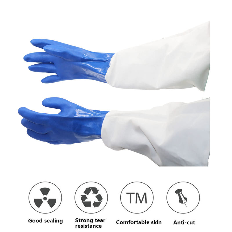  [AUSTRALIA] - Jewboer 23.6" Canvas Rubber Sandblasting Sand blaster Protection Gloves for Sandblast Cabinets XL,1 pair