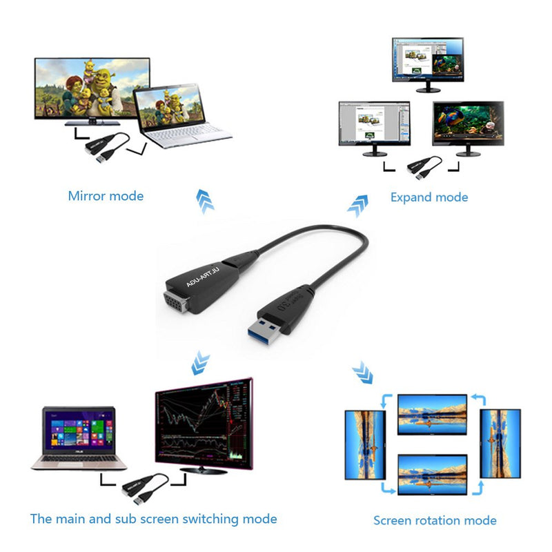 Wavlink SuperSpeed USB3.0 to VGA Adapter Converter Cable Video Graphics UGA Display Card HD 1920x1080 with USB 3.0 to Micro B Cable Extend & Mirror Mode for Windows 7/ 8 /8.x /10 USB 3.0 to VGA - LeoForward Australia