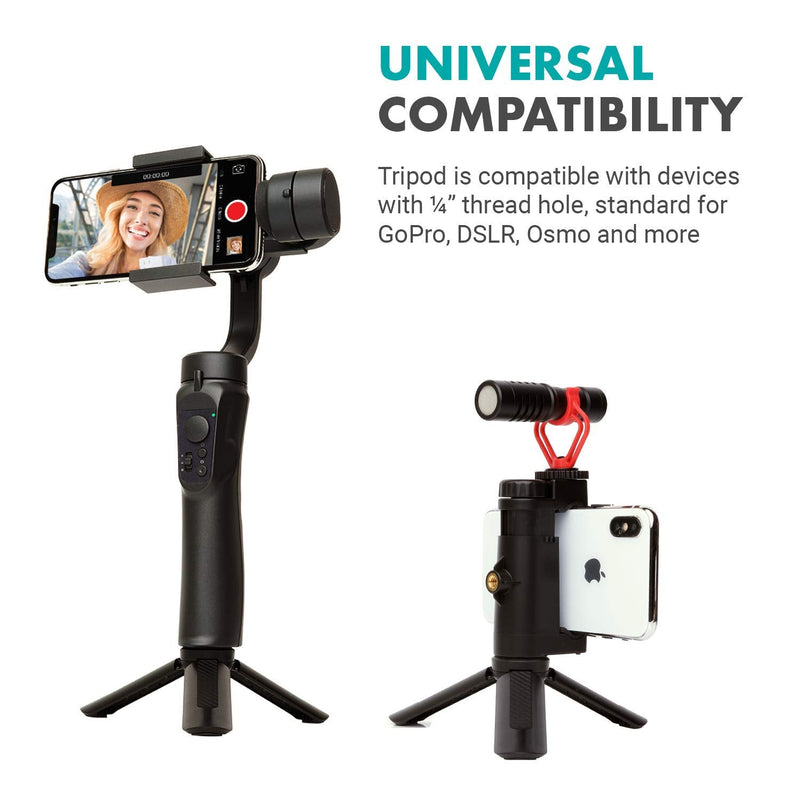  [AUSTRALIA] - Movo TR-1 Compact Mini Tabletop Tripod/Hand Grip with 1/4" Screw and Folding Feet. Compatible with GoPro, DSLR, Camera, Osmo, Pocket Projector, Zoom - Perfect for Photography, Vlogging and YouTube