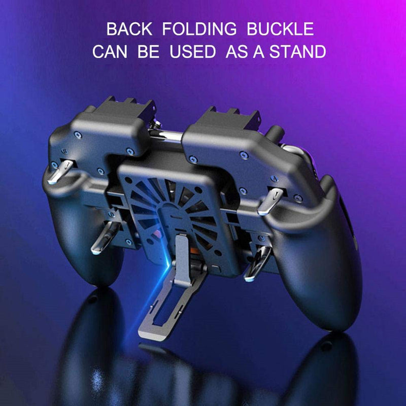  [AUSTRALIA] - FURZEQIFA PUBG Mobile Controller Joystick Turnover Button Gamepad for PUBG iOS Android Six Finger Operating Gamepad With Cooling Fan