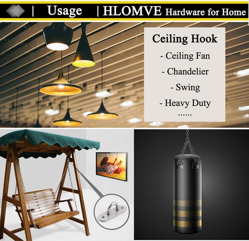 4 Pcs Ceiling Hooks, HLOMVE 1.8 Inch Screws Eye Ring Hooks, 304 Stainless Steel Hanging Brick Hooks with Screws, Wall Mount Hooks for Hammock, Swing Hooks, Marine Boat Deck Staple Hooks Hooks 1.8 Inch 4 Pcs - LeoForward Australia