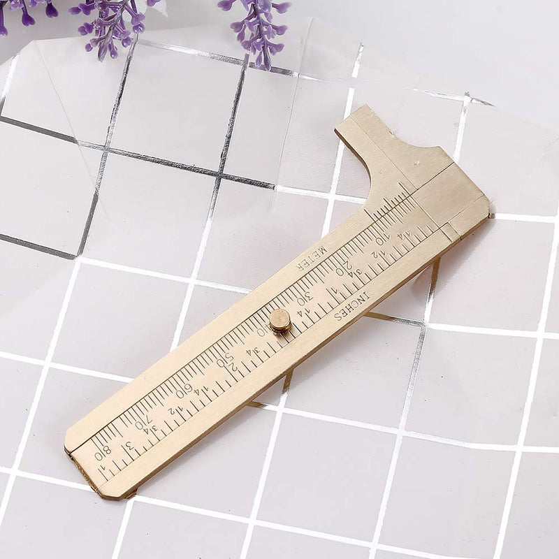  [AUSTRALIA] - Daimay Retro Vernier Caliper Copper Alloy Mini Brass Sliding Pocket Ruler Metal Double Scale for Measuring Gemstones and Jewelry Components Bead Wire Guitar Repair - 80 mm /3.15"