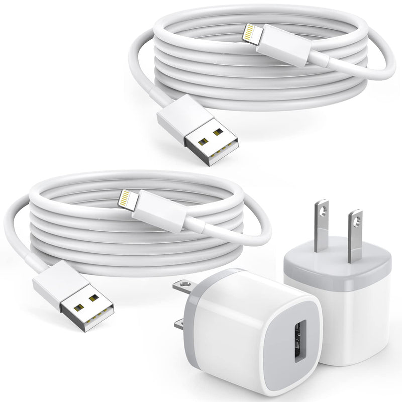  [AUSTRALIA] - iPhone Charger, 2Pack 6FT USB Wall Charger【Apple MFi Certified】USB Apple Charger Cube Travel Plug Block with 6Foot Fast Charging Lightning Cable Cord for iPhone 14 13 12 11 Pro Max XS XR X 8 7 SE iPad White