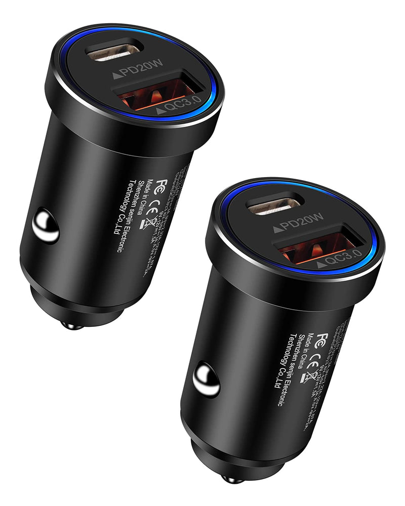  [AUSTRALIA] - iPhone 13 Car Charger, [2Pack/38W] 2 Port Fast Charger Block with USB C& QC 3.0 Power Adapter, PowerPort PD Rapid Charging for iPhone 14 12 11 Pro Max X XR XS, Samsung S22 S22+ Cigarette Lighter Plug Black