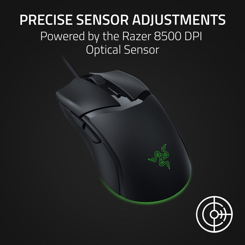  [AUSTRALIA] - Razer Cobra Wired Gaming Mouse: 58g Lightweight Design - Gen-3 Optical Switches - Chroma RGB Lighting with Underglow - Precise 8500 DPI Optical Sensor - 100% PTFE Mouse Feet - Speedflex Cable - Black
