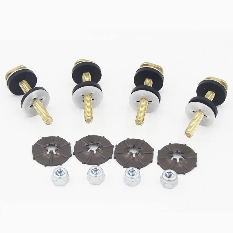  [AUSTRALIA] - 4 Pack Toilet Floor Bolts and Washer Sets Kit,Brass Plated Toilet Bolts and Stainless Steel Nut Washer with Rubber Washers for Toilet Bolts (2.25 inch Bolt) 2.25 inch bolt